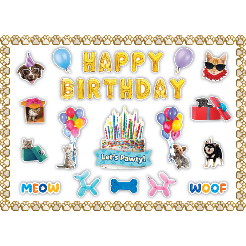 Cats and Dogs Happy Birthday Create & Decorate Quick Kit, 95 Pieces