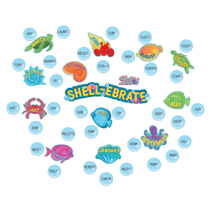 Seas the Day Let's Shell-ebrate Mini Bulletin Board Set, 46 Pieces