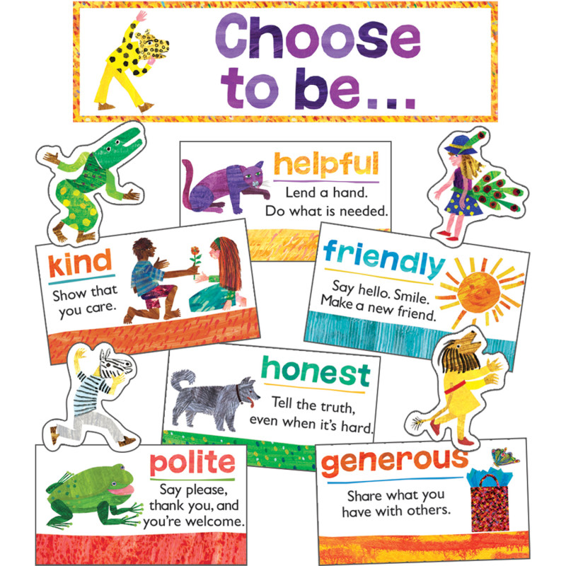 World of Eric Carle Positive Character Traits Mini Bulletin Board Set, 15 Pieces