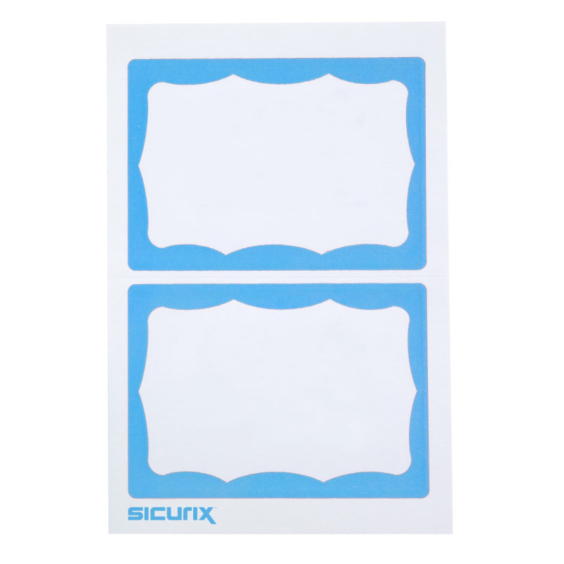 Adhesive Badges, Blue Border, Pack of 100