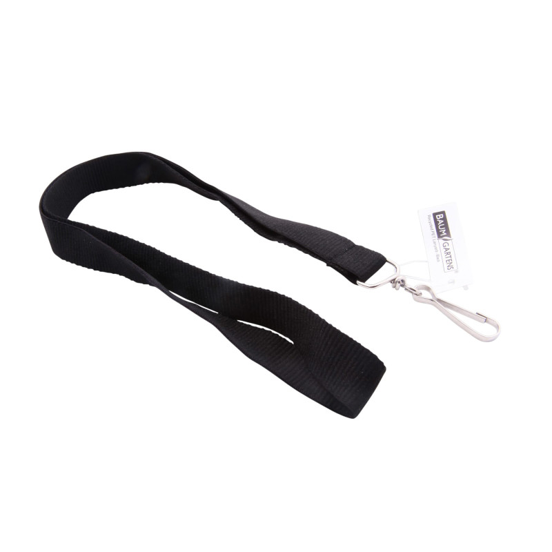 Recycled PET Lanyard, Flat Style, J Hook, Black