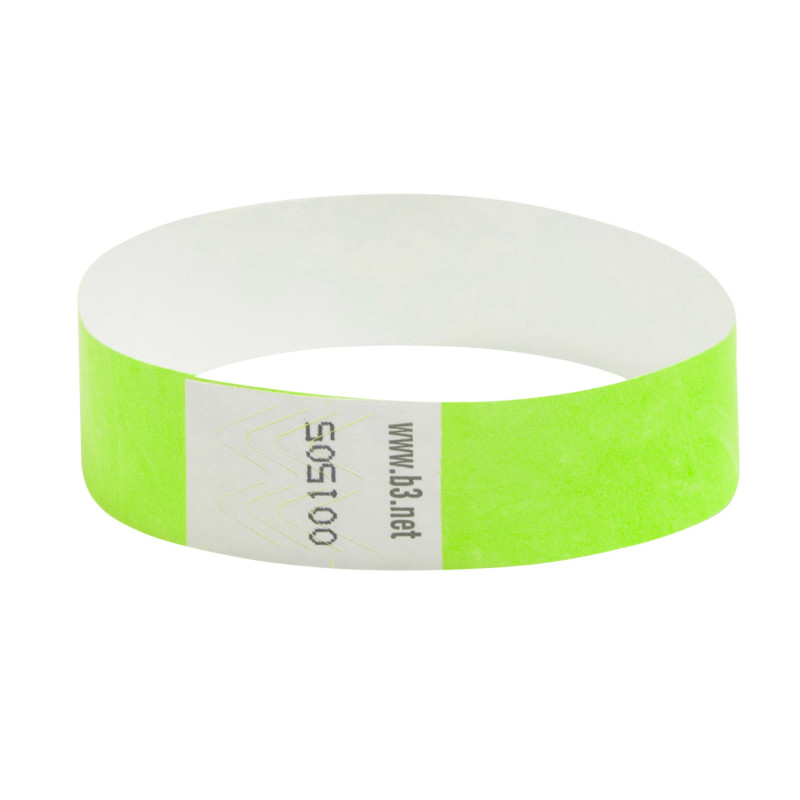 Sequentially Numbered Security Wristbands, 3/4'', Green, Pack of 100