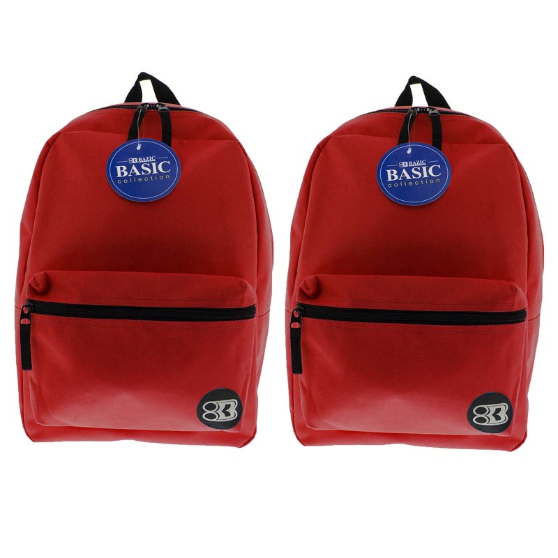 Basic Backpack, 16'', Red, Pack of 2
