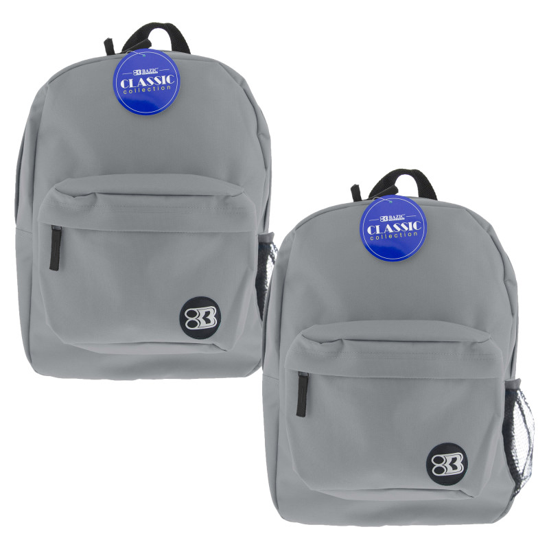 17'' Classic Backpack, Gray, Pack of 2