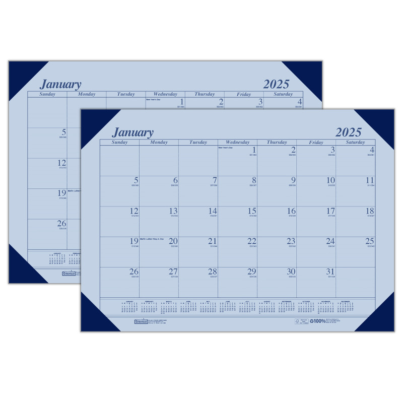 Academic Ecotones Calendar Desk Pad, Orchid Paper/Cordovan Holder, Pack of 2