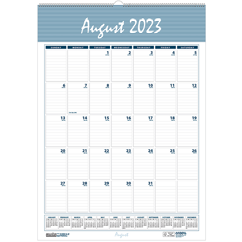 Bar Harbor Academic Wall Calendar, 3.25''L x 22''W