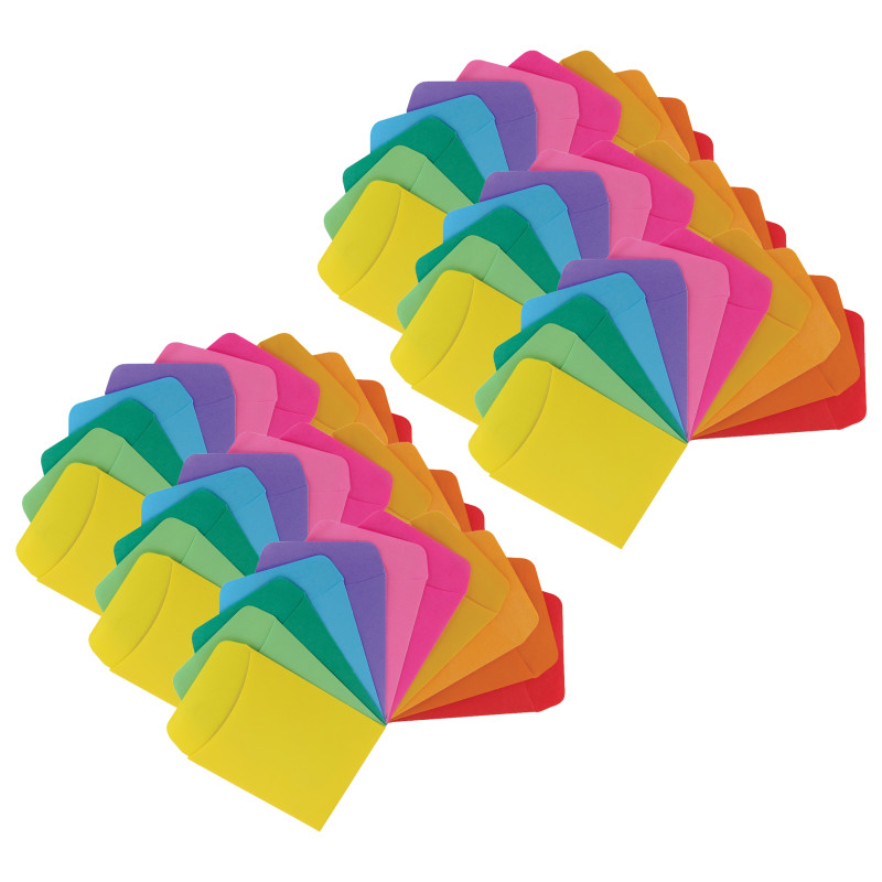 Non-Adhesive Library Pockets, .5'' x .875'', 5 Colors, 30 Per Pack, 6 Packs