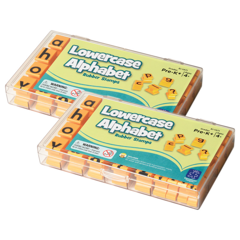 Alphabet Rubber Stamps, Lowercase, 5/8'', 30 Per Set, 2 Sets