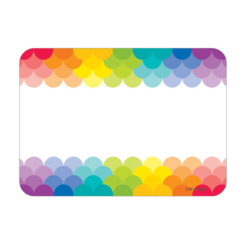 Painted Palette Rainbow Scallops Name Tag Labels, 36/Pack