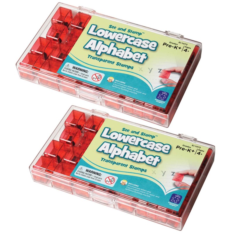 See and Stamp Alphabet Transparent Stamps, Lowercase 5/8'', 2 Sets