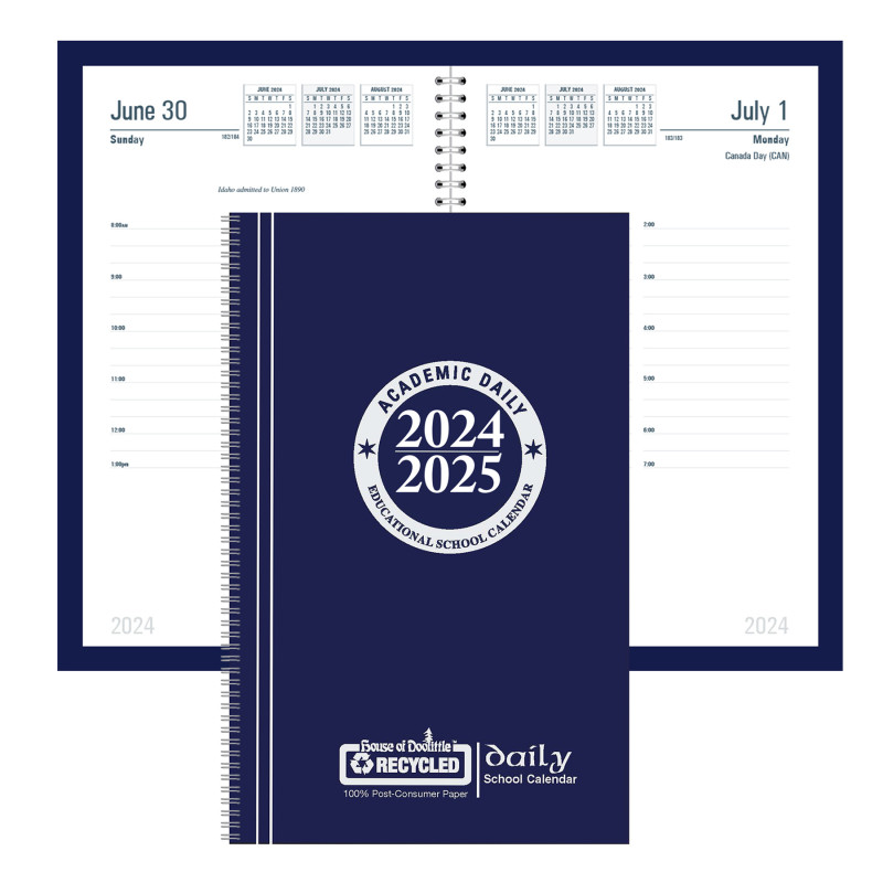 Recycled Daily Academic Calendar Planner Blue Cover