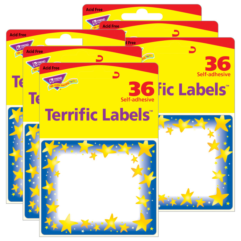 Star Brights Terrific Labels, 36 Per Pack, 6 Packs