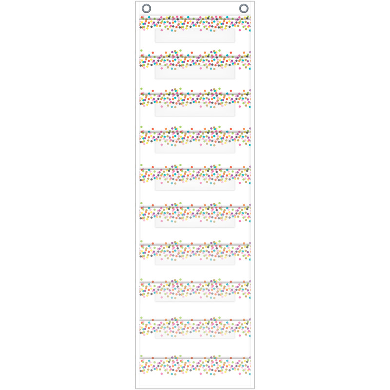 File Storage Pocket Chart, 10 Pockets, Confetti, 14'' x 58''