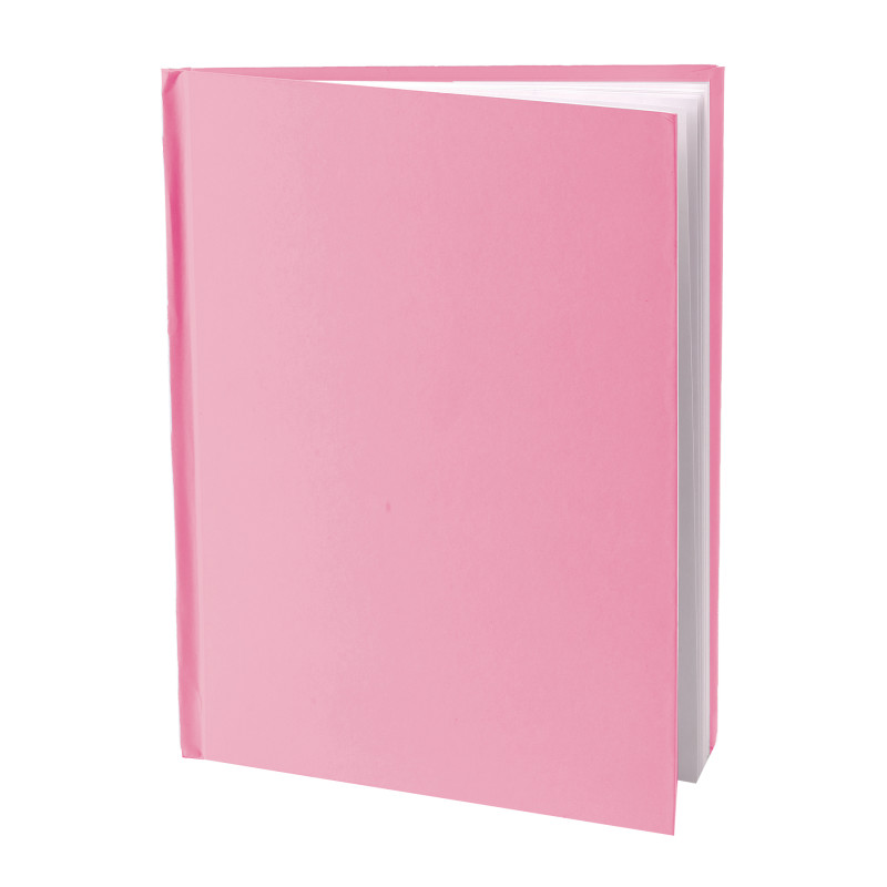Pink Hardcover Blank Book, White Pages, 8''H x 6''W Portrait, 14 Sheets/28 Pages