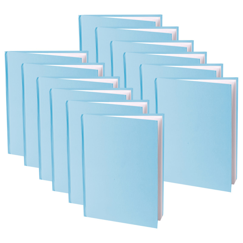 Blue Hardcover Blank Book, White Pages, 8''H x 6''W Portrait, 14 Sheets/28 Pages, Pack of 12