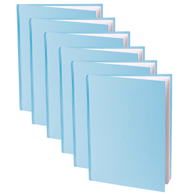 Blue Hardcover Blank Book, White Pages, 11''H x 8-1/2''W Portrait, 14 Sheets/28 Pages, Pack of 6