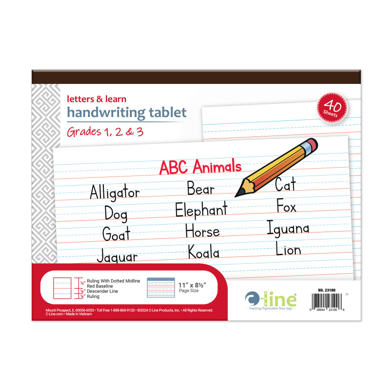 Letters & Learn Handwriting Tablet, 40 Sheets, 11'' x 8-1/2''