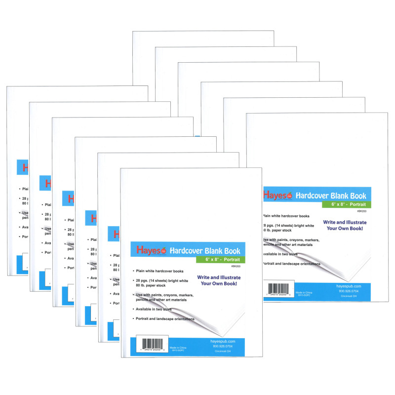 Hardcover Blank Book, Portrait 6'' x 8'', Pack of 12