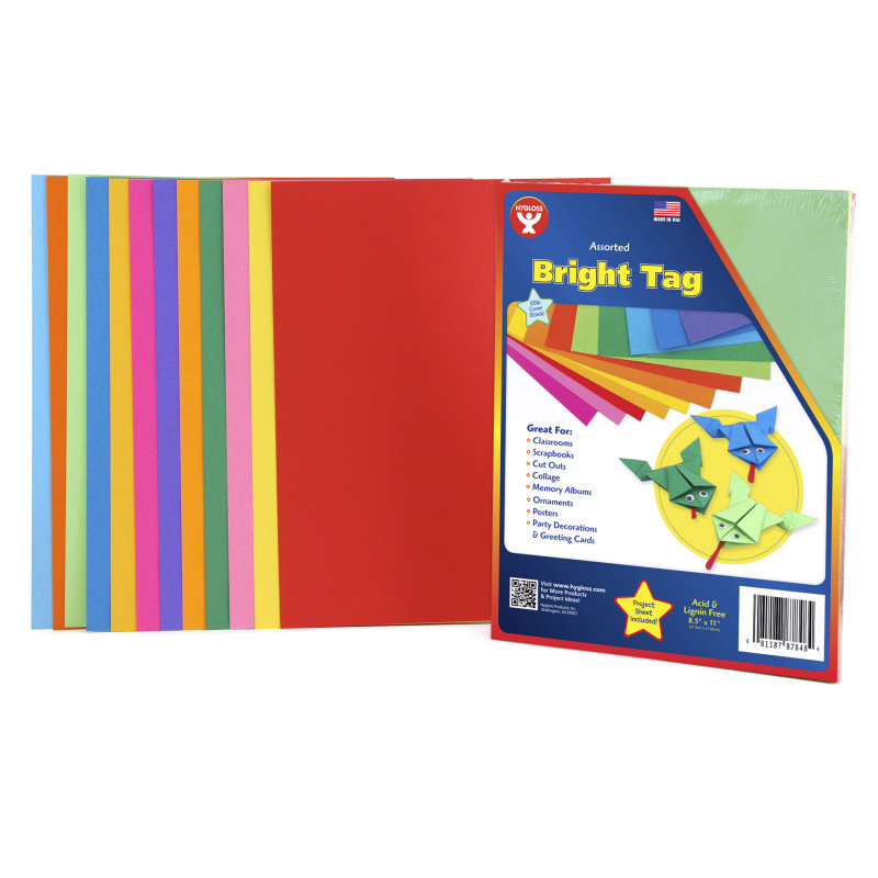 Bright Tag, 8-1/2'' x 11'', 12 Assorted Colors, 48 Sheets