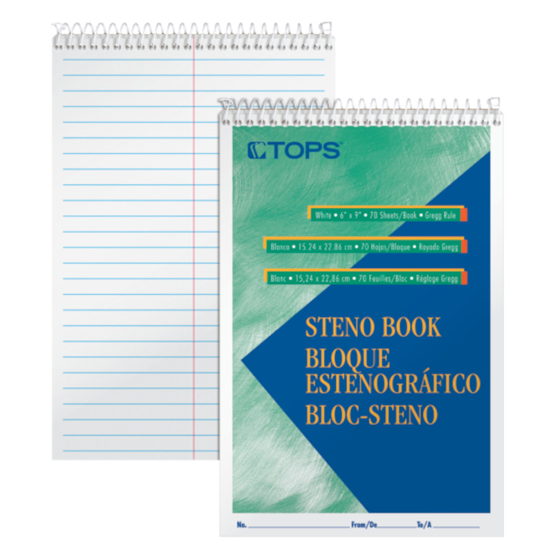 Steno Books, 6'' x 9'', Gregg Rule, 80 Sheets, Each