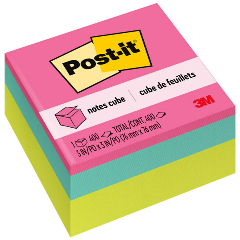 Notes Cube, Bright Colors, 3 i. 3 i., 400 Sheets/Cube