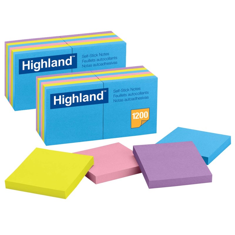 Self-Stick Removable Notes, 3'' x 3'', Assorted Colors, 12 Pads/Pack, 2 Packs