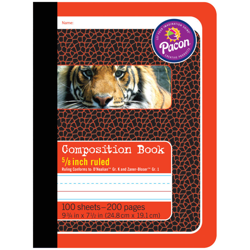 Primary Composition Book, Book Bound, D'Nealian/Zaner-Bloser, 5/8'' x 5/16'' x 5/16'' Ruled, 9-3/4'' x 7-1/2'', 100 Sheets