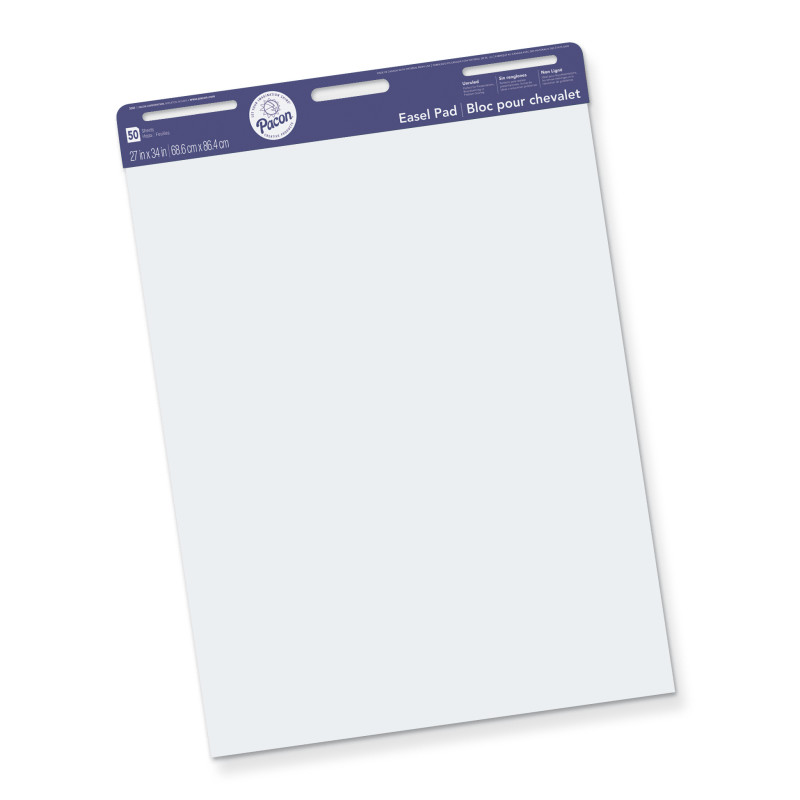 Easel Pad, Non-Adhesive, White, Unruled 27'' x 34'', 50 Sheets
