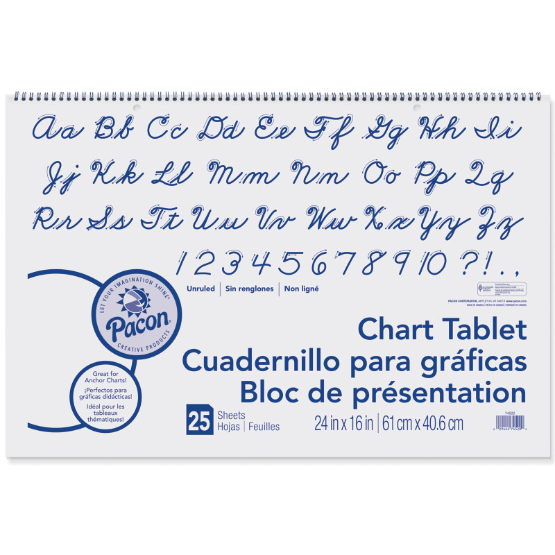 Chart Tablet, Cursive Cover, Unruled 24'' x 16'', 25 Sheets