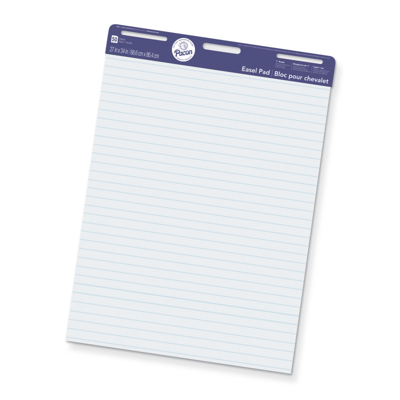 Easel Pad, Non-Adhesive, White, 1'' Ruled 27'' x 34'', 50 Sheets