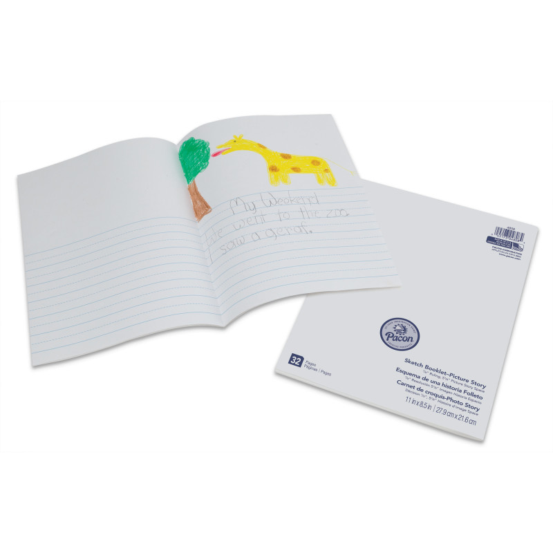 Beginner Sketch Booklet, Picture Story, 11'' x 8-1/2'', 16 Sheets / 32 Pages