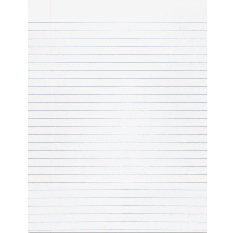 Composition Paper, White, Red Margin, 3/8'' Ruled 8'' x 10-1/2'', 500 Sheets