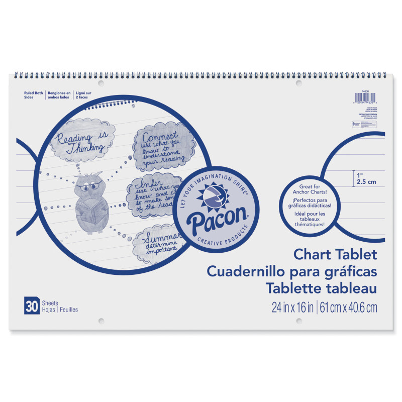 Chart Tablet, Cursive Cover, 1'' Ruled, 24'' x 16'', 30 Sheets