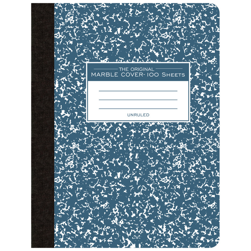 Composition Book, Unruled, 100 Sheets, .75'' x .5'', Blue Marble