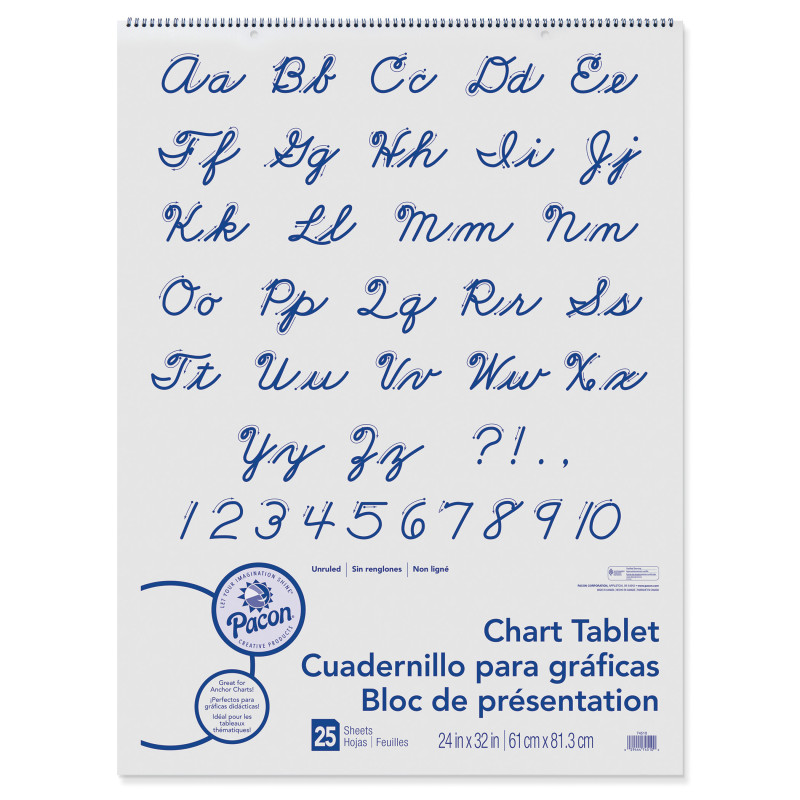 Chart Tablet, Cursive Cover, Unruled 24'' x 32'', 25 Sheets