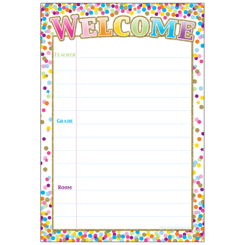 Smart Poly Chart Confetti Welcome, 13'' x 19''