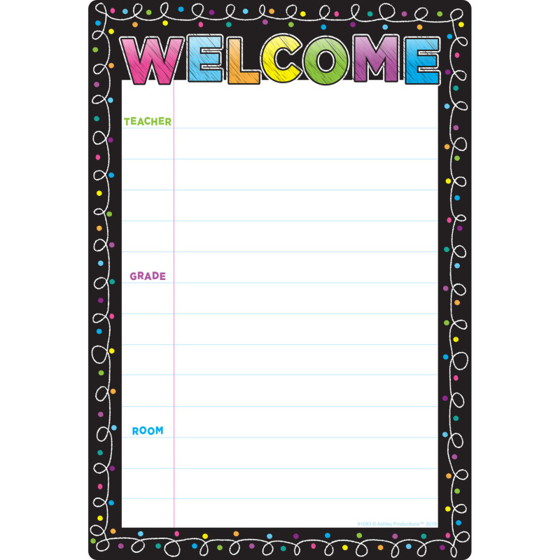Smart Poly Chart Chalk Dots Welcome, 13'' x 19''