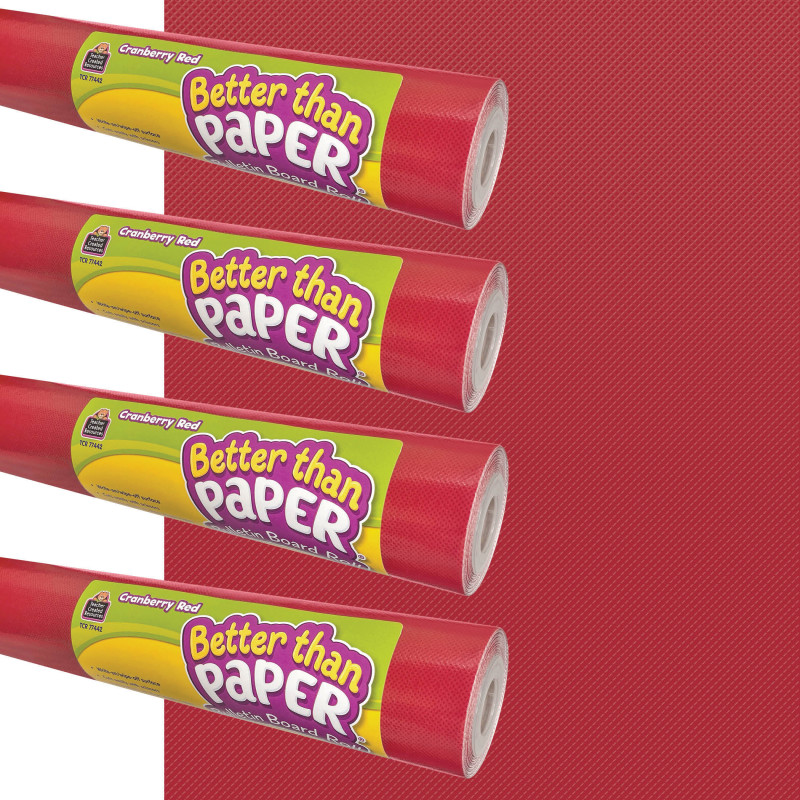 Better Than Paper Bulletin Board Roll, 4' x 12', Cranberry Red, 4-Pack