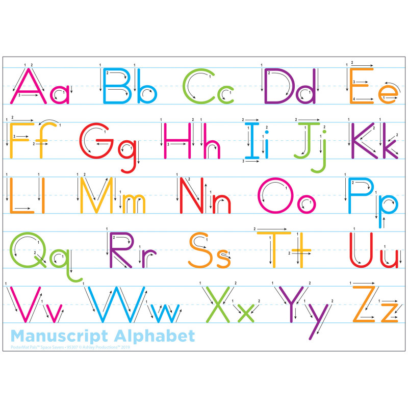 Smart Poly Single Sided PosterMat Pals Space Savers, Manuscript Handwriting, 13'' x . 5''