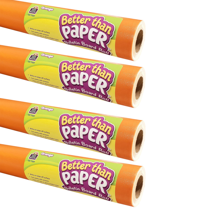 Better Than Paper Bulletin Board Roll, 4' x 12', Orange, Pack of 4