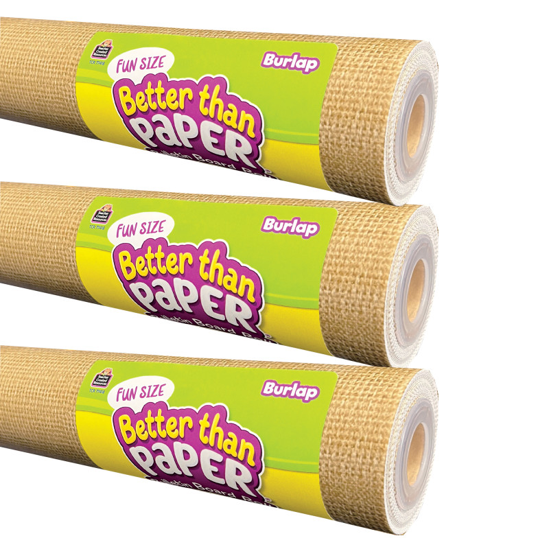 Fun Size Better Than Paper Bulletin Board Roll, 18'' x 12', Burlap, Pack of 3