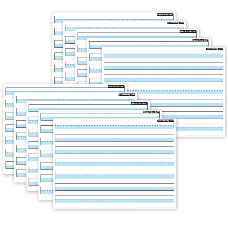 Smart Poly PosterMat Pals Space Savers, 13'' x 9-1/2'', 3/4'' Handwriting Highlighted Blue, Pack of 10