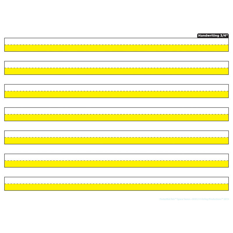 Smart Poly Single Sided PosterMat Pals Space Savers, 3/4'' Handwriting Highlighted Yellow, 13'' x . 5''
