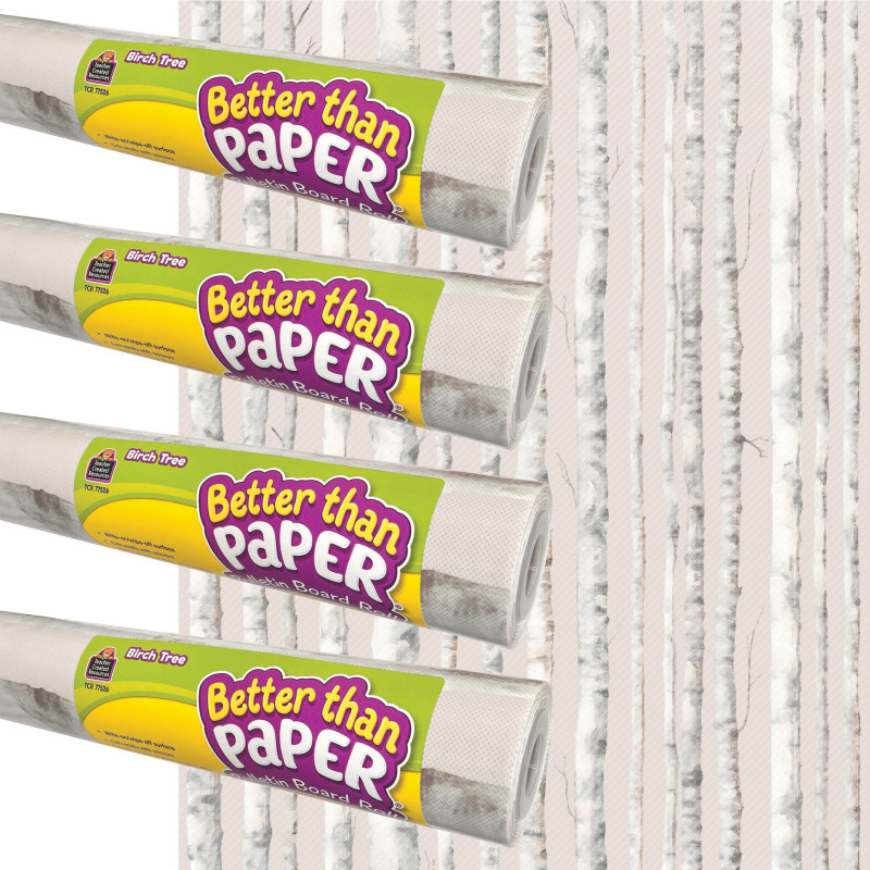 Better Than Paper Bulletin Board Roll, 4' x 12', Birch Trees, 4-Pack