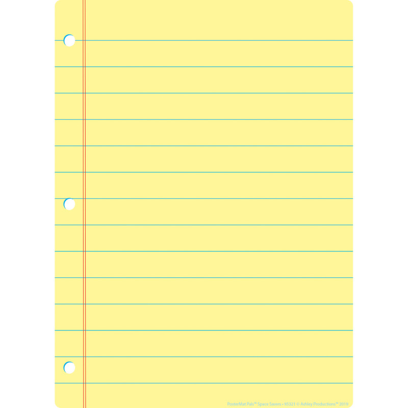 Smart Poly Single Sided PosterMat Pals Space Savers, Yellow Notebook Paper, 13'' x . 5''