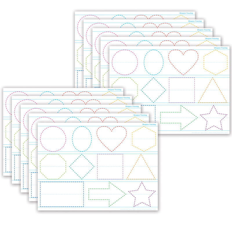 Smart Poly PosterMat Pals Space Savers, 13'' x 9-1/2'', Shapes Tracing, Pack of 10