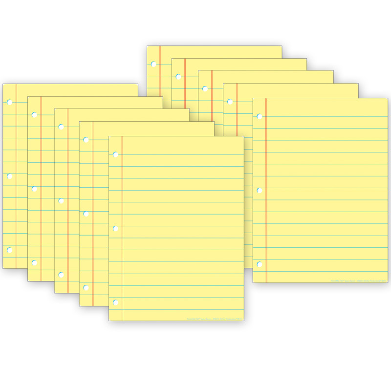 Smart Poly PosterMat Pals Space Savers, 13'' x 9-1/2'', Yellow Notebook Paper, Pack of 10