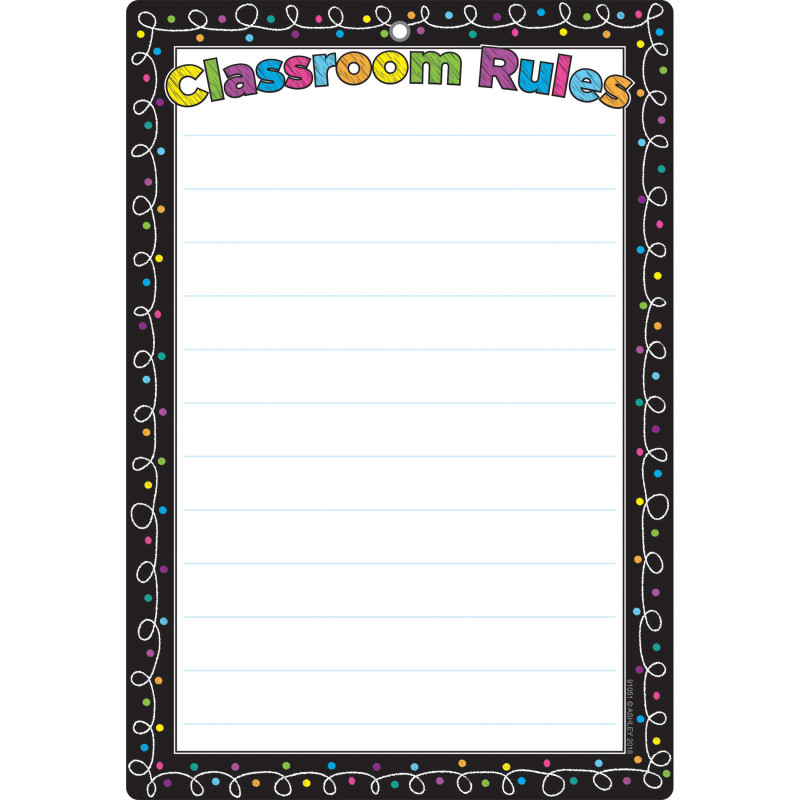Smart Poly Chart, 13'' x 19'', Chalk Dots with Loops Classroom Rules, w/Grommet