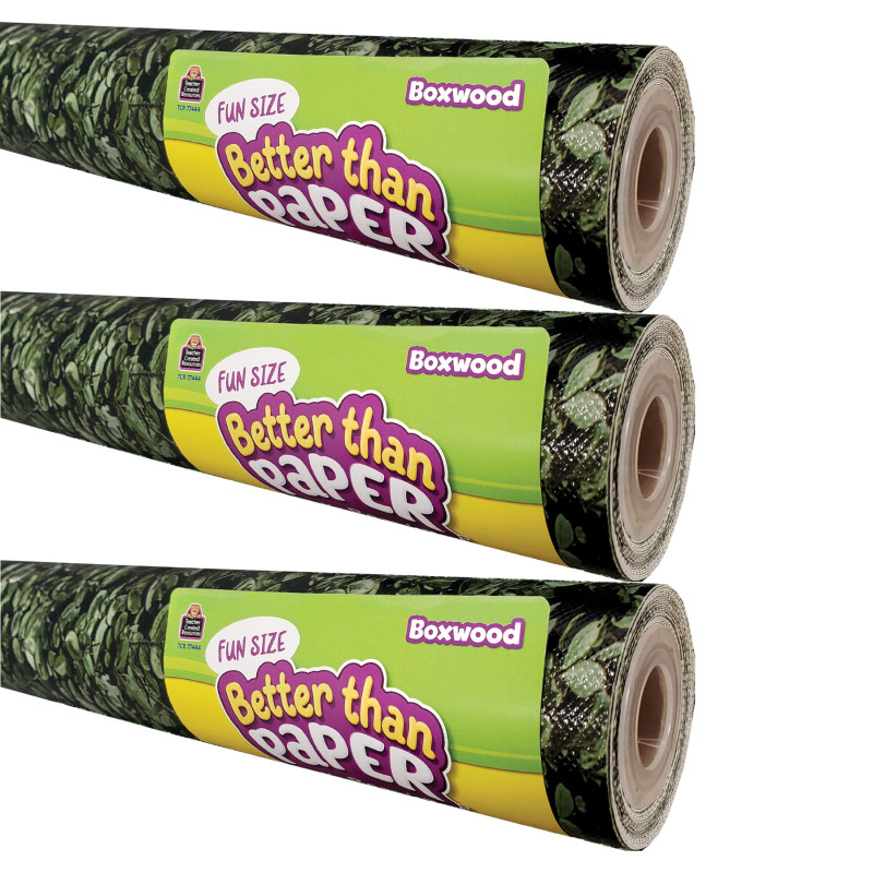 Fun Size Better Than Paper Bulletin Board Roll, 18'' x 12', Boxwood, Pack of 3