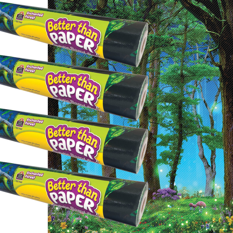Better Than Paper Bulletin Board Roll, 4' x 12', Enchanted Forest, 4-Pack